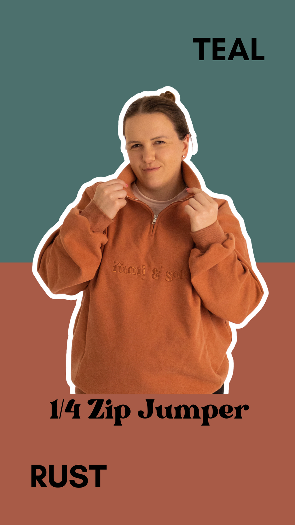 Rust 1/4 Zip Breastfeeding Jumper