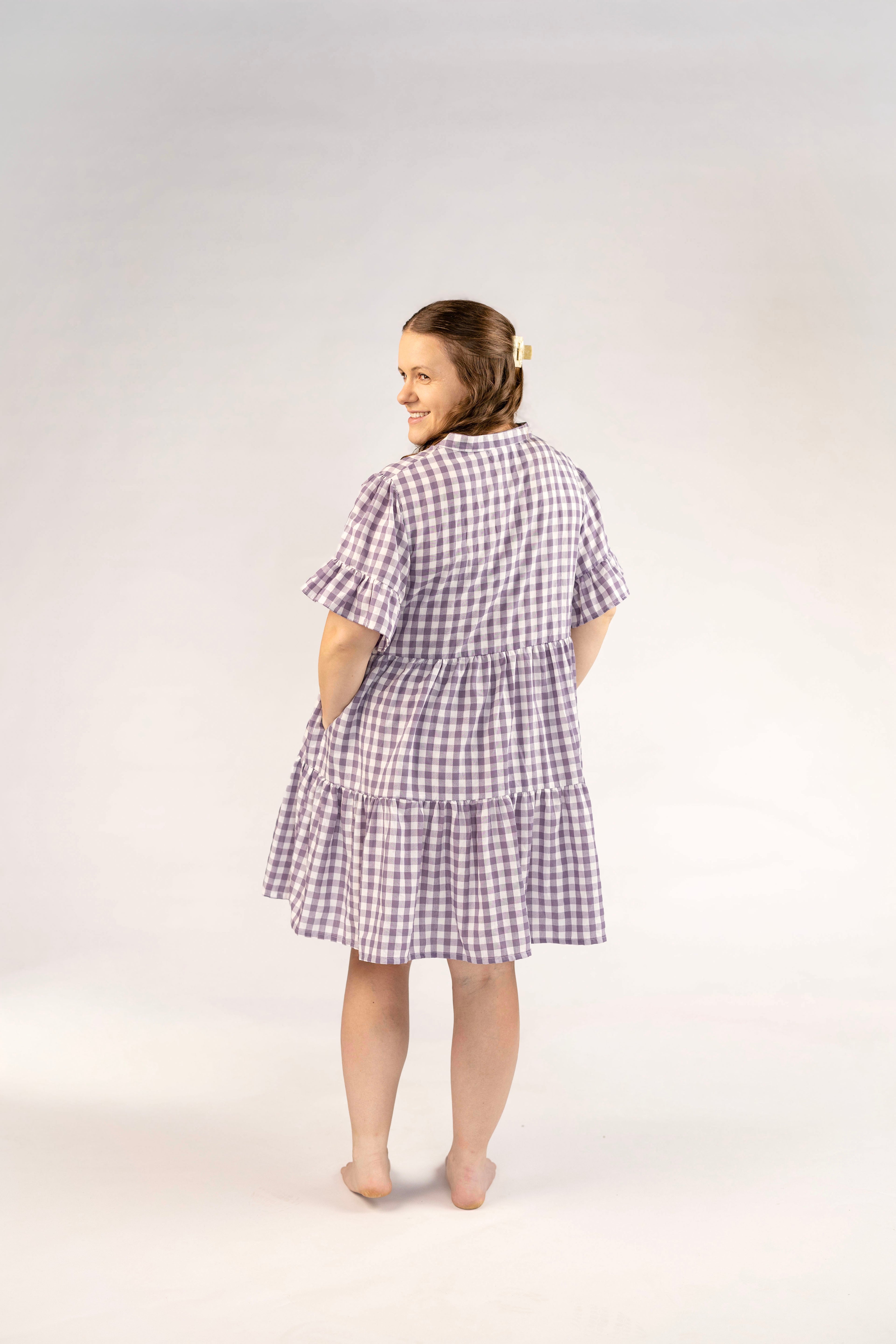 The Abby Dress - Grape Gingham