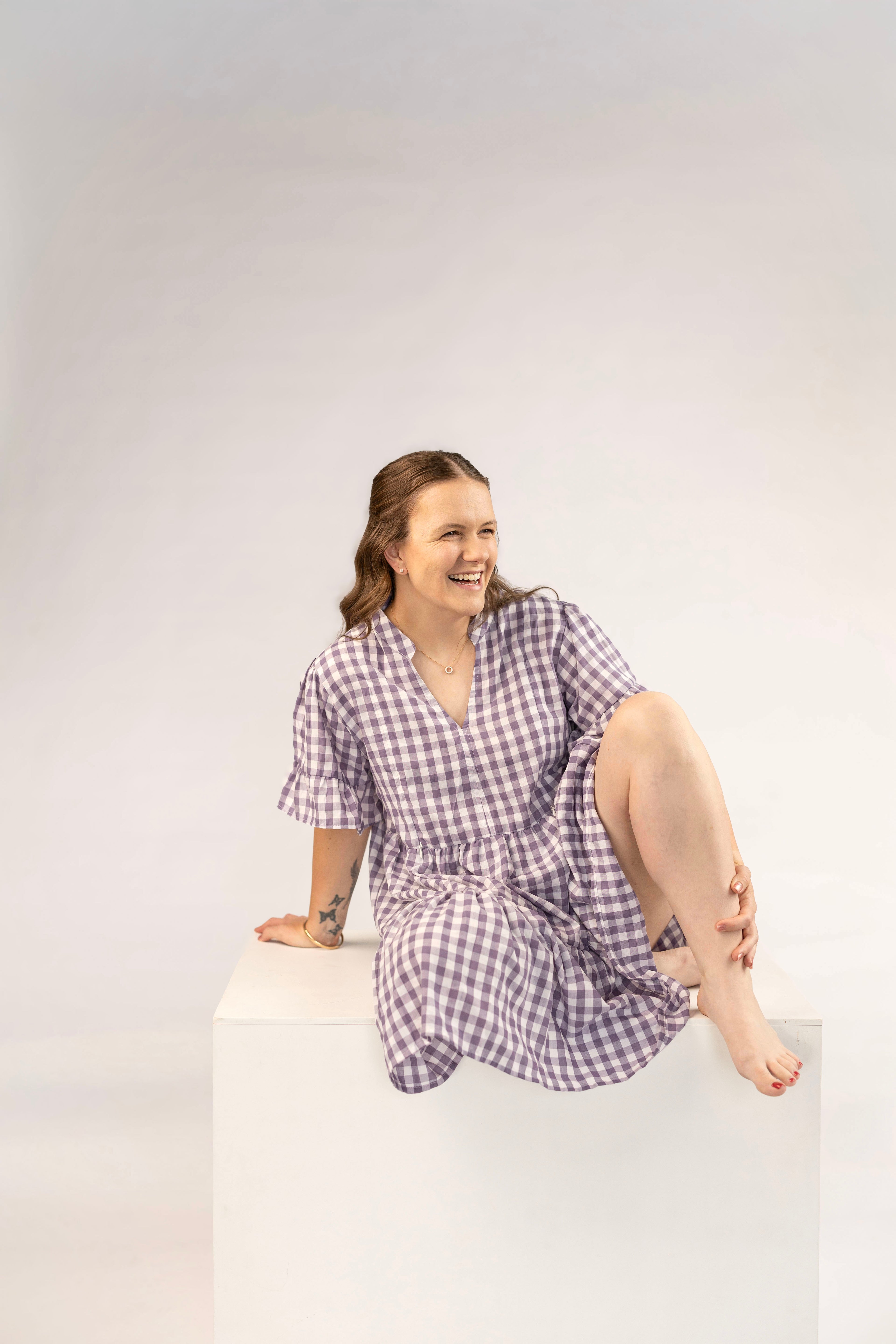 The Abby Dress - Grape Gingham