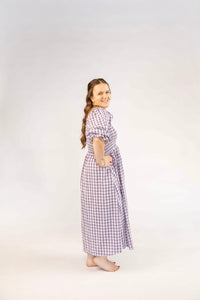 Tiffany Dress - Grape Gingham