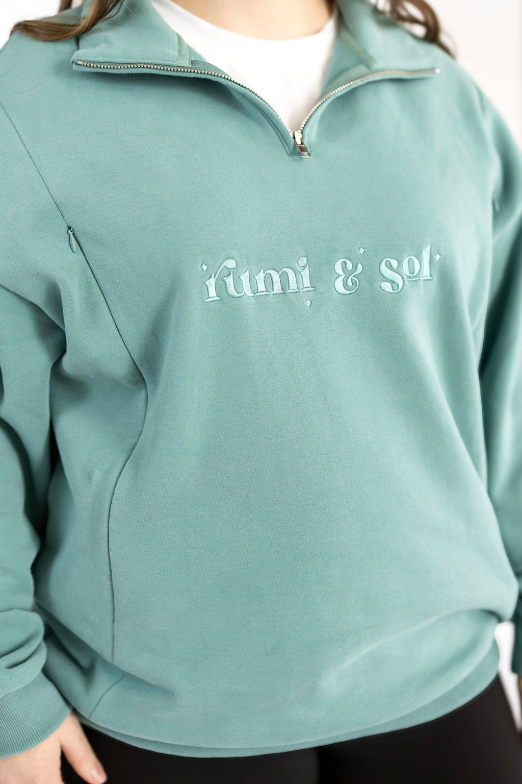 Teal 1/4 Zip Breastfeeding Jumper