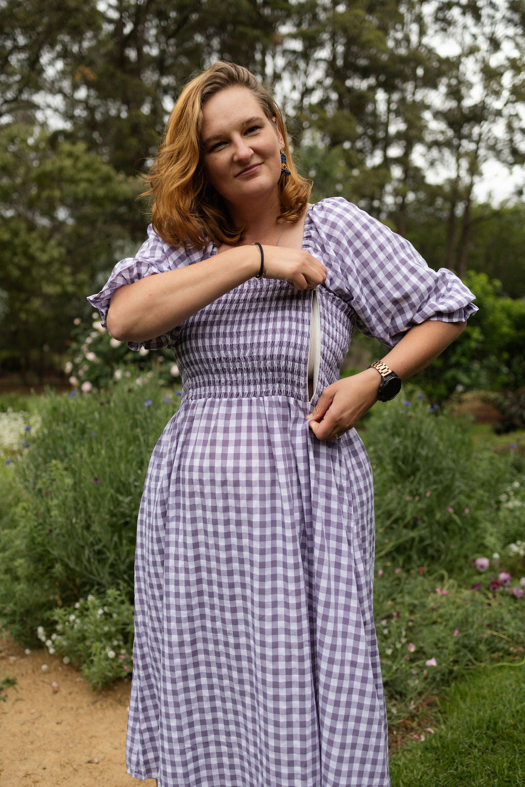The Tiffany Dress - Grape Gingham