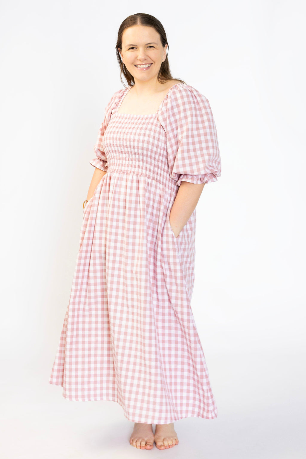 Tiffany Dress - Blush Gingham