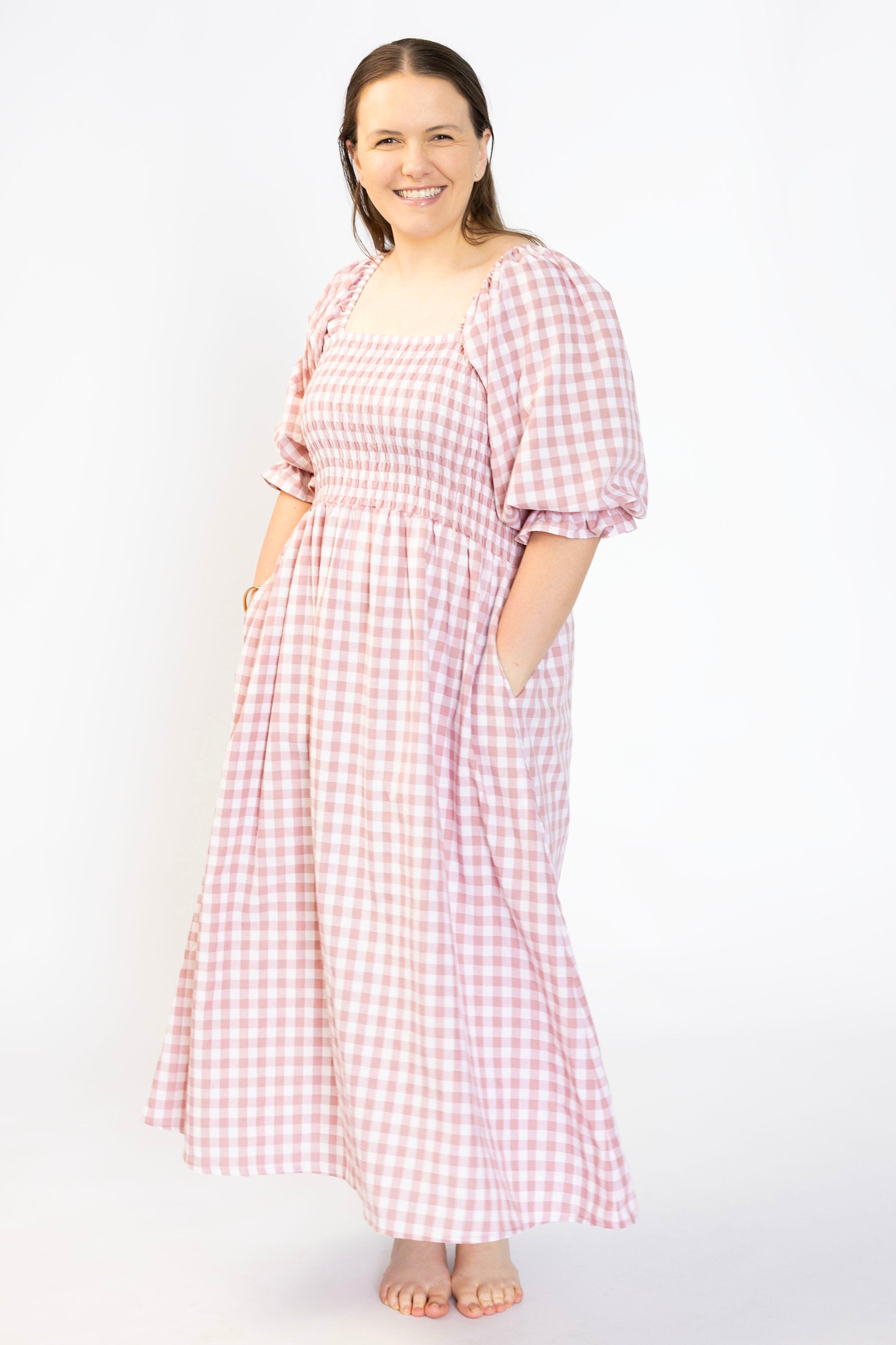Tiffany Dress - Blush Gingham