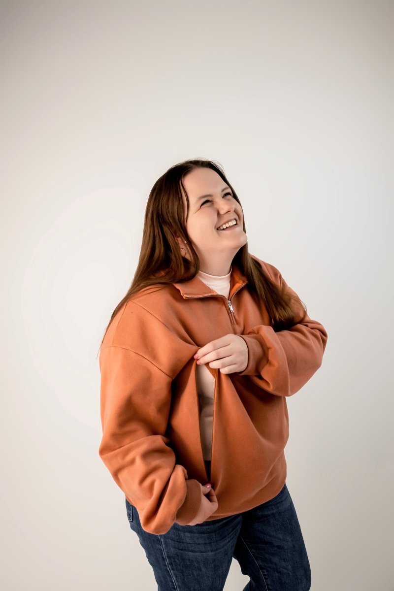 Rust 1/4 Zip Breastfeeding Jumper - Rumi and SolRumi and SolJumpers