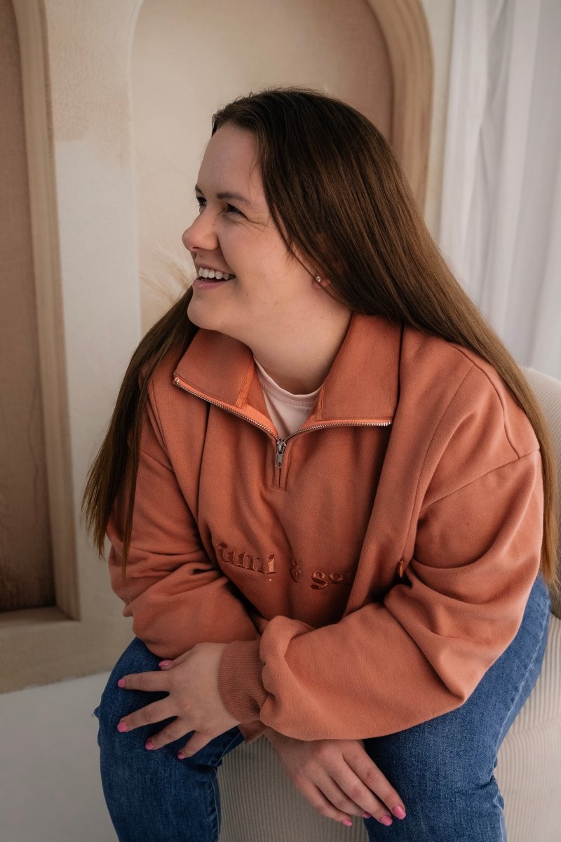 Rust 1/4 Zip Breastfeeding Jumper - Rumi and SolRumi and SolJumpers