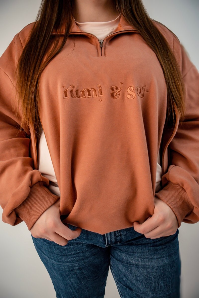 Rust 1/4 Zip Breastfeeding Jumper - Rumi and SolRumi and SolJumpers
