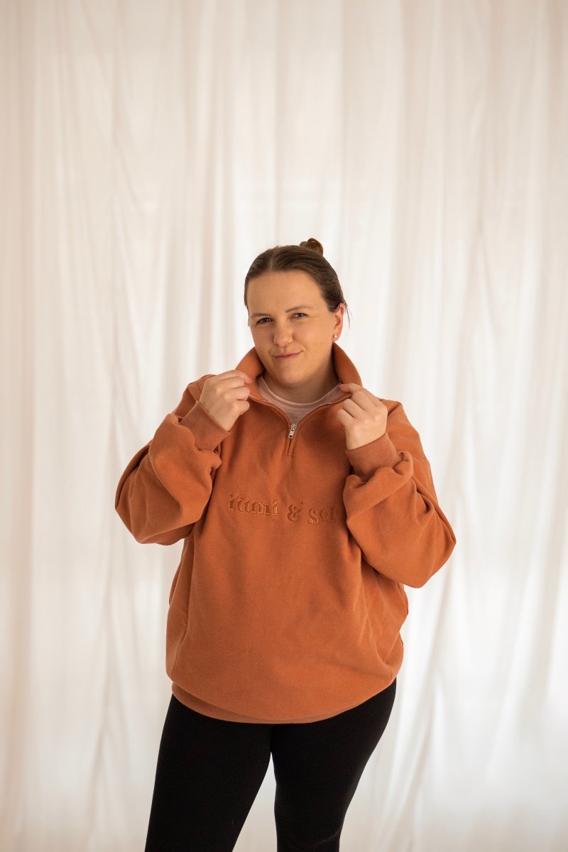 Rust 1/4 Zip Breastfeeding Jumper - Rumi and SolRumi and SolJumpers