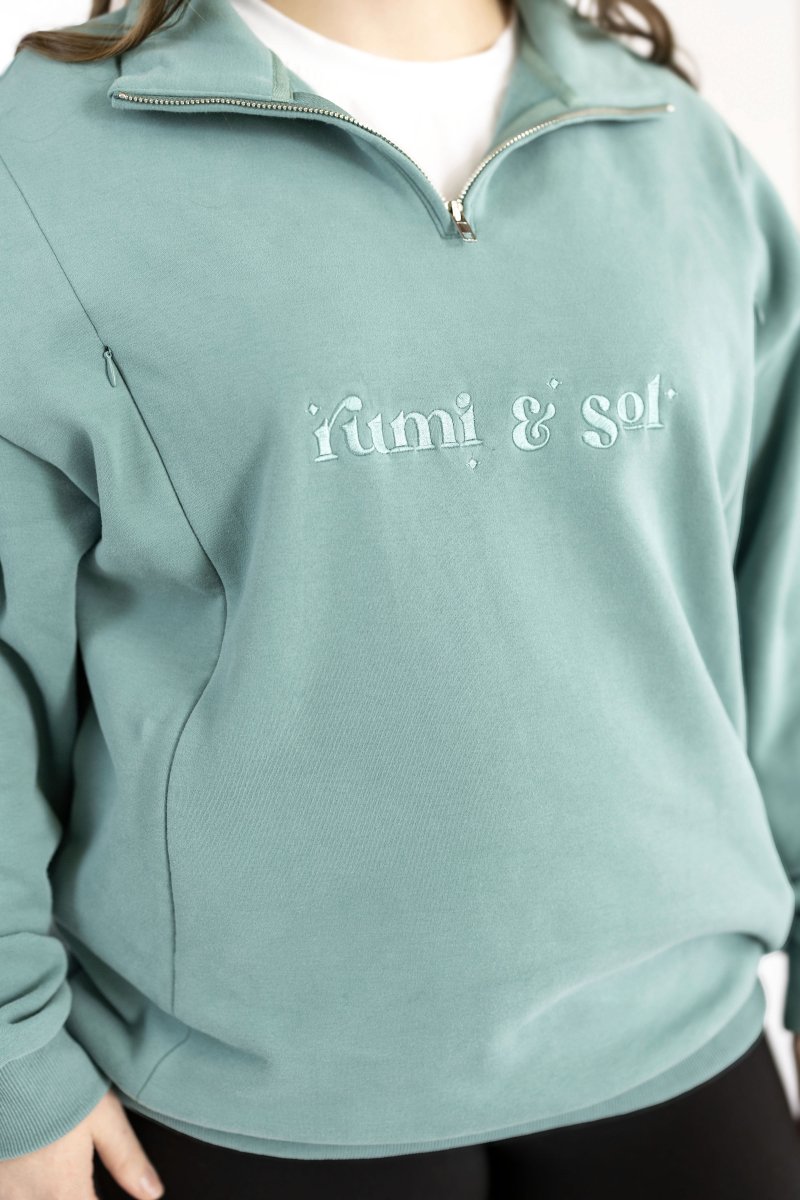 Teal 1/4 Zip Breastfeeding Jumper - Rumi and SolRumi and SolJumpers