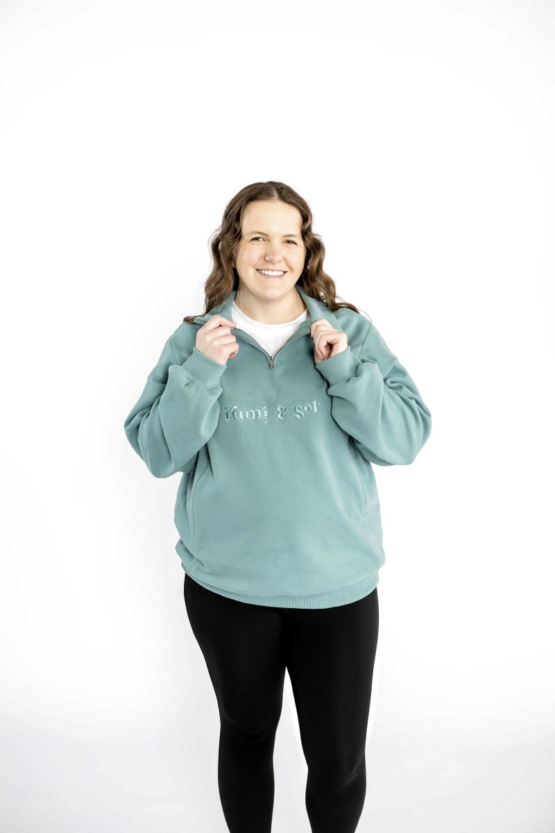 Teal 1/4 Zip Breastfeeding Jumper - Rumi and SolRumi and SolJumpers